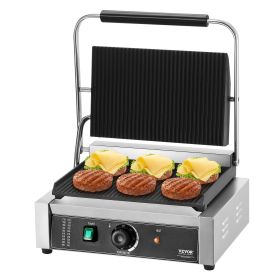 VEVOR Commercial Panini Press Grill Electric Sandwich Maker Griddle Plate 14"x9"