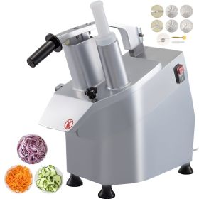 VEVOR 110V Commercial Food Processor 2 Feeding Holes, 550W Electric Vegetable Slicer 1600 RPM, Stainless Steel Vegetable Processor Detachable 6-blades