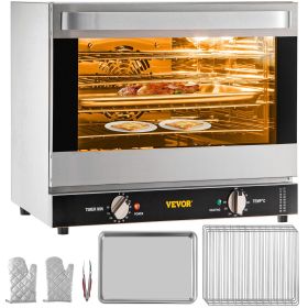 VEVOR Commercial Convection Oven, 66L/60Qt, Half-Size Conventional Oven Countertop, 1800W 4-Tier Toaster w/ Front Glass Door