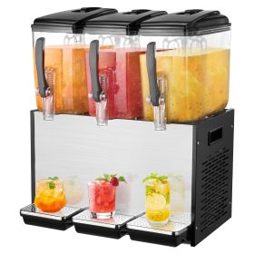 VEVOR Commercial Beverage Dispenser 12L x 3 Tanks Cold Juice Ice Drink Dispenser