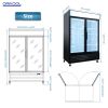 ORIKOOL Glass Door Merchandiser Freezer 44.7 Cu.ft Swing Door Commercial Reach-In Display Freezers with LED Top Panel Upright Freeze Storage