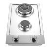 2-Burners Gas Cooktop 12in Eascookchef Stainless Steel NG/LPG Convertible