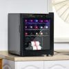 18 Bottle Wine Cooler, Mini Beverage Fridge, Freestanding Wine Cellar with Digital Temperature Control, 3 Removable Shelves, Glass Door