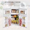 Double Door Mini Fridge with Freezer, 3.2 Cu.Ft Compact Refrigerator with Adjustable Shelf, Adjustable Thermostat and Reversible Door for Bedroom