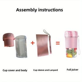 Portable Electric Fruit Juicer Rechargeable Mini Juicer Small Fruit Household Automatic Portable Travel Juicer Easy To Clean Rechargeable Small Fruit (Color: Pink, model: N9)