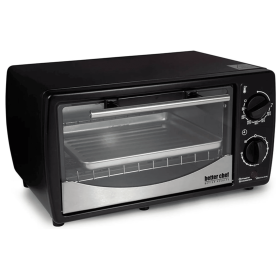 Better Chef 9L Toaster Oven Broiler with Slide-Out Rack and Bake Tray (Color: Black)