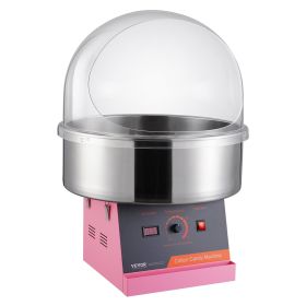 VEVOR Electric Cotton Candy Machine, 1000W Candy Floss Maker, Commercial Cotton Candy Machine with Cover, Stainless Steel Bowl, and Sugar Scoop (With Vehicle or Not: No, Color: Pink)