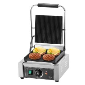 VEVOR Commercial Panini Press Grill Electric Sandwich Maker Griddle Plate 9"x9" (Default: Default)